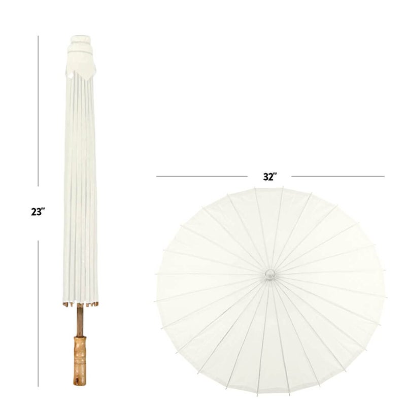Koyal Wholesale 32" Ivory Paper Parasol Umbrella 4 Pack, Large Paper Umbrella Bulk, Paper Parasol Wedding Umbrellas, Ivory Parasol Umbrella Bridal Party Decor Photo Props, Sun Parasols for Shade - Image 3